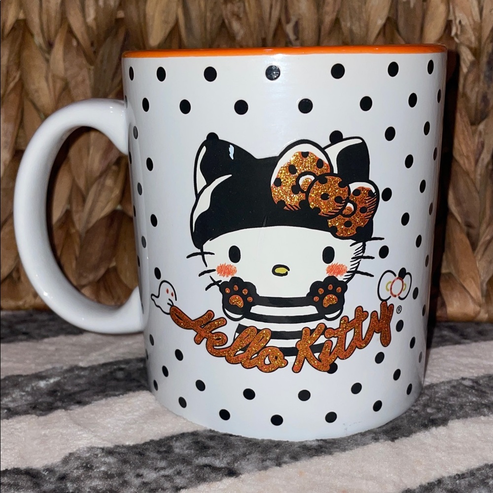 Hello Kitty Black and Orange Polka Dot Mug